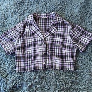 Brandy Melville Collared Button Up Crop Top